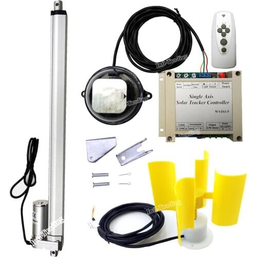 1KW Single Axis Solar Track Tracker -4mm/s 16" DC Motor Linear Actuator +Controller +Wind Speed Sensor for Sunlight Tracking Kit
