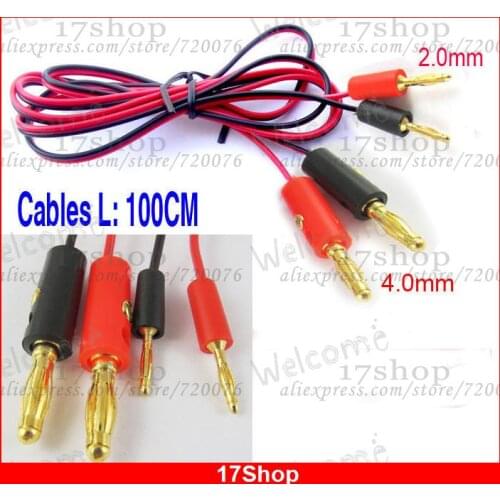 1 pairs Gold 2mm Banana Plug to 4mm Banana Plug Cable for Test Probes Meter