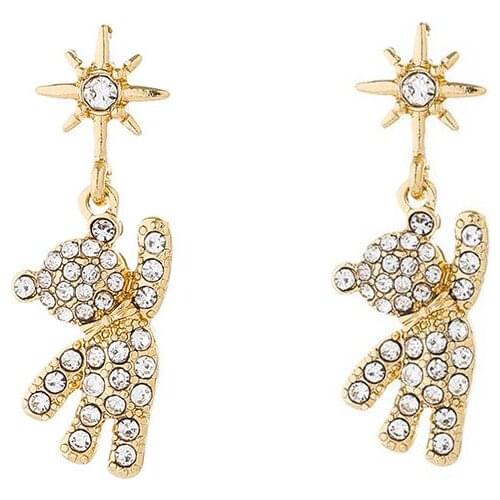 10 pair / lot fashion jewelry accessories metal crystal bear aesthetic korean earrings