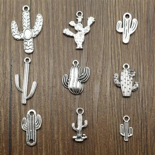 10pcs Charms Cactus Jewelry Findings For Jewelry Making Antique Silver Color Flower Cactus Charms Cactus Connector