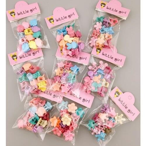 12 Pcs/set Korean Children Simple Cute Cartoon Star Flower Mini Small Hair Claws Fashion Sweet Girl Princess Hair Accessories