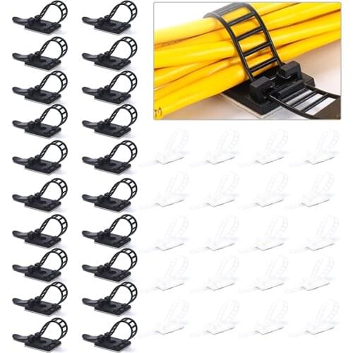 20Pc Fixed Management Mount Tie Nylon Multipurpose Wire Clamp Self-adhesive Clip