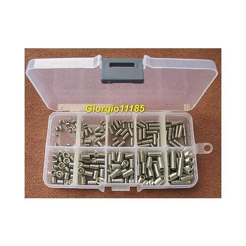 200Pcs Stainless Steel Hex Socket Set Screw Assortment Kit