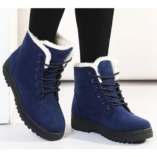 2020 Women Winter Snow Boots Low-heeled Rubber Cotton Flat With Short Suede Plus Size 35-43