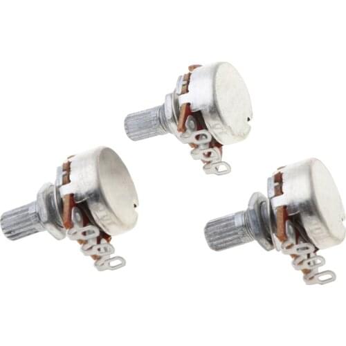 3pcs B250k Potentiometer Splined Pot Electric Guitar Bass Effect Amp Tone Volume 10mm Shaft Parts E56D