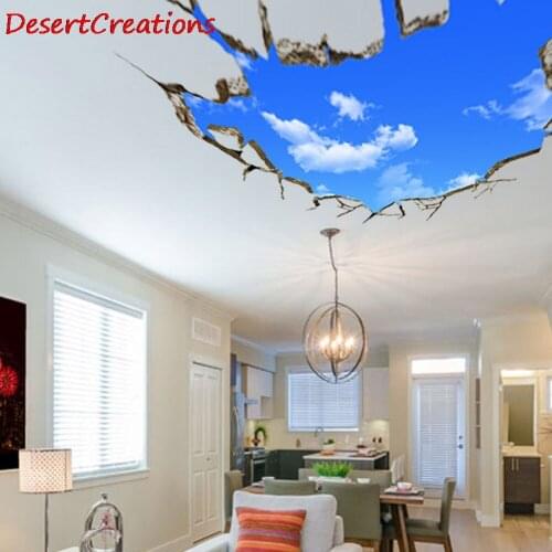 3D Blue Sky White Clouds Wall Sticker For Kids Baby Room Ceiling Roof Art Mural Home Decor Self-adhesive Floor Wall Decor Poster