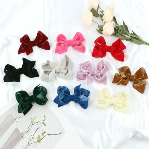 4.5" Flannel Bow Hair Clip Pure Color Fashion All-Match Children Hairpin Girls Headdress Boutique Hair Accessories clip cheveux