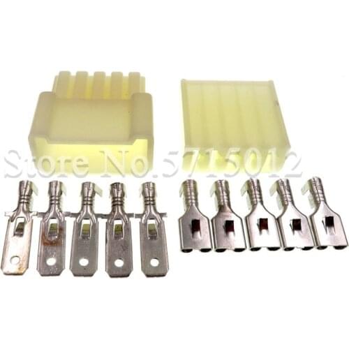 5 Hole Car Auto Window Lift Switch Sockets Female Male 6.3mm Big Current Automotive Connectors