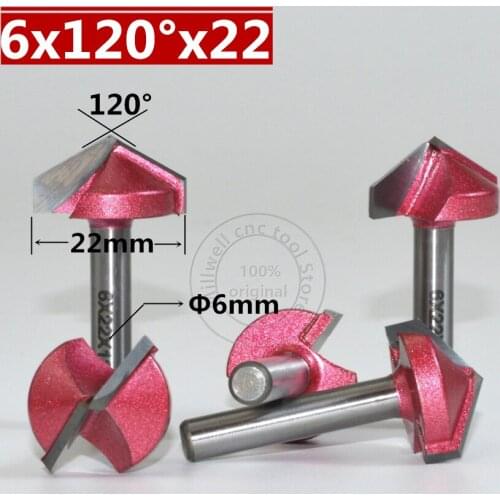 6mm*22mm120Degree,Freeshipping woodworking CNC router bit,Solid carbide end milling cutter,3D bit,Tungsten steel end mill