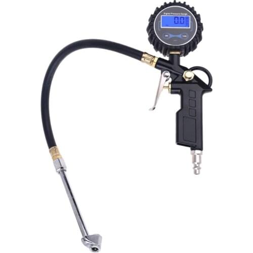 Car Digital Tire Inflator Pressure Gauge with Dual Head Chuck for AUTO RV Truck Motorcycle Bike Car Air Pump Compressor