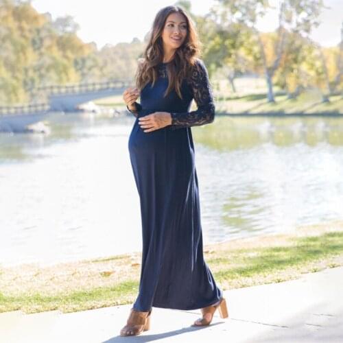 Pregnant Women Dress Sexy Long Lace Dresses for Women Blue White Party Dress Maternity Pink Long Sleeve Dress for Women Vestidos