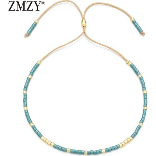 ZMZY Boho Multicolor Miyuki Bracelets for Women Cute Mini Delica Beads Bracelet Jewelry Adjustable Rope Chain Bracelet Femme