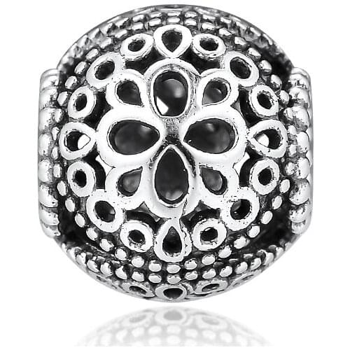 CKK Fit Pandora Bracelet Charms 925 Original Sterling Silver Openwork Flower Beads Women DIY Jewelry Making Bijoux Femme