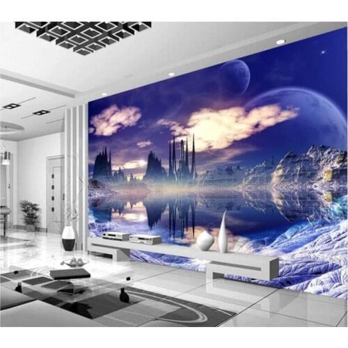Custom Wall Mural Painting Castle In The Sky Photo Background Wallpaper For Living Room 3D Wall Murals Wallpaper Home Decor