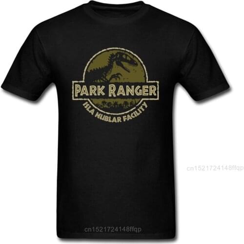 Park T-Rex Ranger T Shirt Jurassic Park T-shirt Men Summer Clothing Dinosaur Crash Tshirt Cool Cotton Tops Black Tee