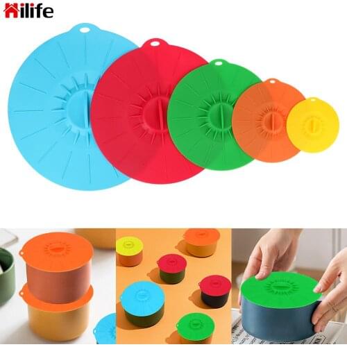 Gadgets Bowl Pot Cup Lid Reusable Silicone Stretch Lids Microwave Bowl Cover 5Pcs Pan Lid Stopper Food Fresh Cover