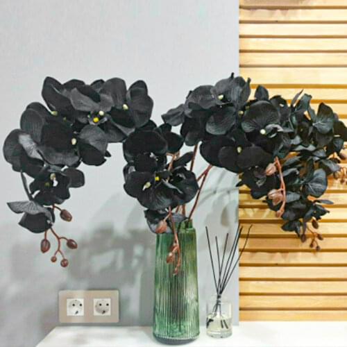 105cm Artificial Flower Black Butterfly Orchid Silk Phalaenopsis For Wedding Christams Home Decoration Garden Potted Fake Plants