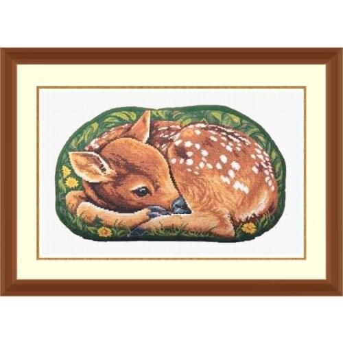 Precisely Printed Fishxx D866 Resting Fawn Home Hand Embroidery Living Room Decoration Hanging Paintings Cross Stitch Kit