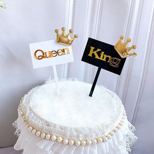 King Queen Acrylic Happy Birthday Cake Topper Cartoon Wedding Cake Topper For Kids Birthday Party Cake Decorations Baby Shower