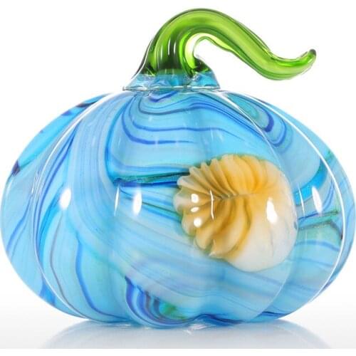CREATIVE PUMPKIN GLASS SCULPTURE SQUASH ORNAMENT FAVOR GIFT GLASS CRAFT DECORATION FOR HOME OFFICE R2061