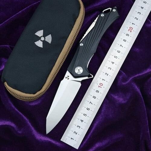 LEMIFSHE JK3287-G10 Flipper D2 steel blade G10+steel handle outdoor hunting pocket kitchen fruit folding knife EDC tool