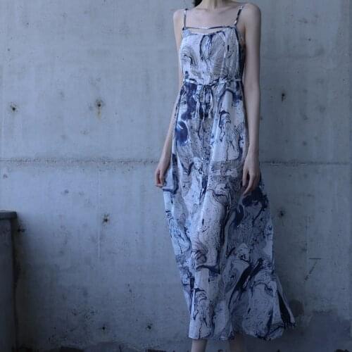 Lingyi Lanxi Shuyu self made ramie cotton light and comfortable belt Dress 0519