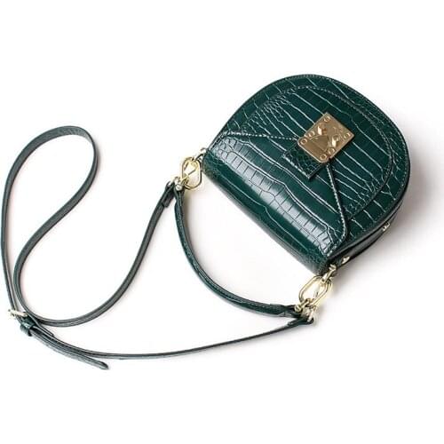 Small Saddle Bag Designer 2021 Crocodile Pattern Half-Round Handbag Women Messenger Crossbody Bags Female Retro Alligator