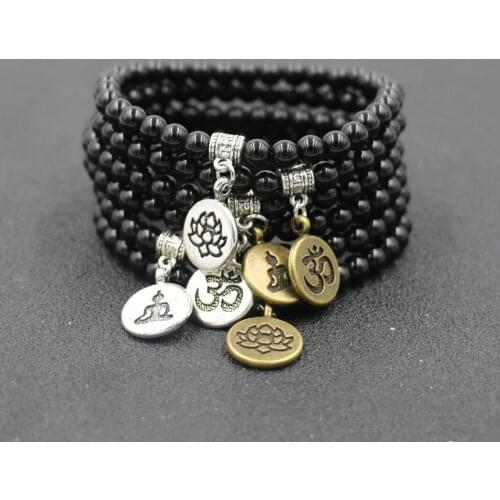 Minimalism 6MM Natural Stone Men Bracelet Tibetan Meditation Buddha Bracelet Women Beads Bracelet Lotus Jewelry Buddhist