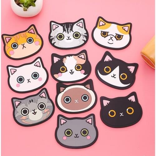 Cartoon Cat Bottle Mats Silicone Waterproof Table Placemat Heat Insulation Non-Slip Bowl Pads Coffee Coasters Kitchen Tableware
