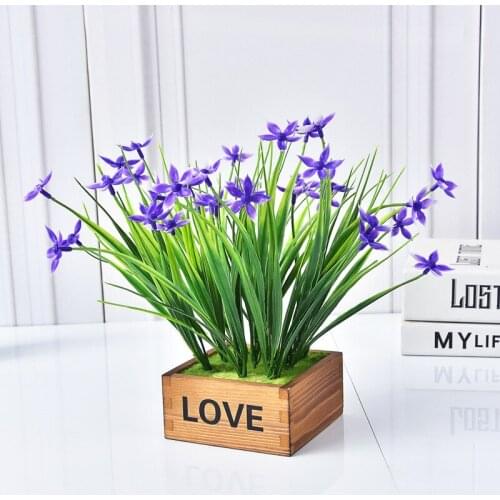 Home Potted Set Meal Retro Wooden Box Small Simulation Creative Home Simulation Flowers and Plants + Box