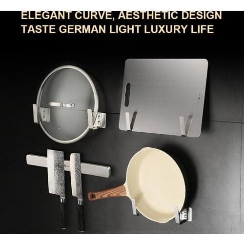 2Pcs Stainless Steel Wall Hook Kitchen Home Bathroom Storage Hanging Holder Pot Lid Chopping Board Rack for Bathroom Kitchen