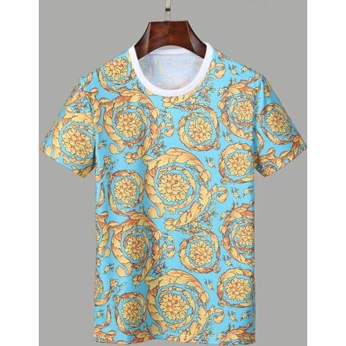 New Silk Luxury Baroque Retro Printed Top T-Shirt British Style Designer Mens Summer Outdoor Oversized