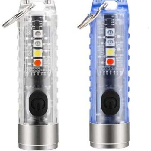 New LED Strong Light Small Flashlight Usb Rechargeable Fluorescent Shell Flashlight Mini Led Keychain Flashlight Outdoor tools