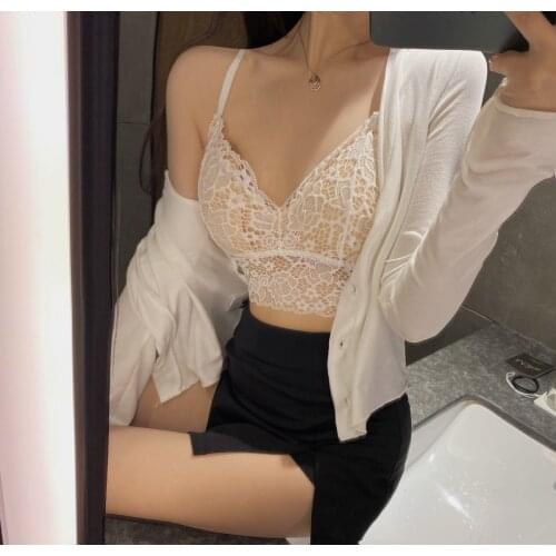 Summer New 2021 Fashion Womens Camis Lace Hook Flower Sexy & Club Exposed Navel Sexy Girl Female V Neck Tank X61