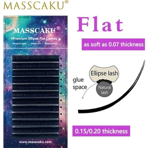 New best selling c/d curl flat lashes extension for professionals ellipse flat lash super matte silk mink flat eyelash