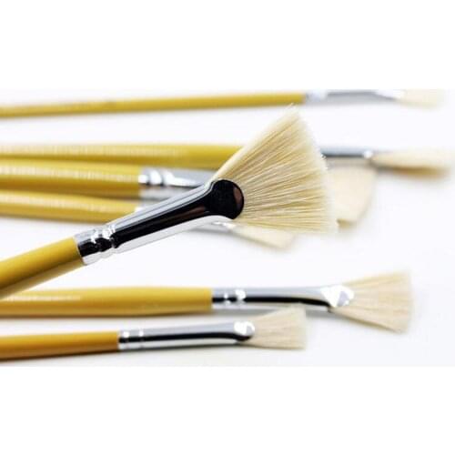New High Quality 7pcs/Set fish tail fan shape pen bristle acrylic paints oil paint brush gouache water color brush art supplies