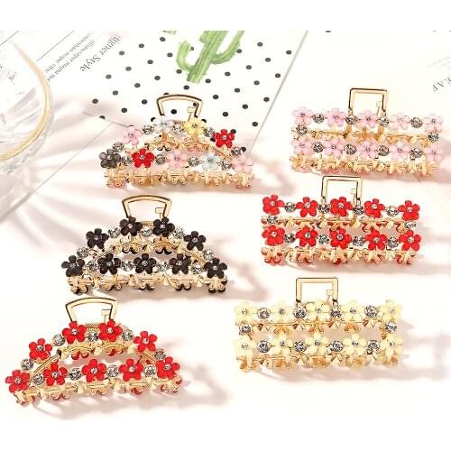 New and diverse girls metal hairpin flower rhinestone ladies hair claw rhinestone hair accessories gift jewelry