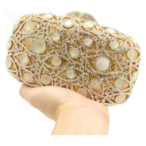 Dazzling gold crystal Diamond Clutch Purse Women clutches Bags Evening bag Wedding Party Handbag Bridal Metal Minaudiere wallet