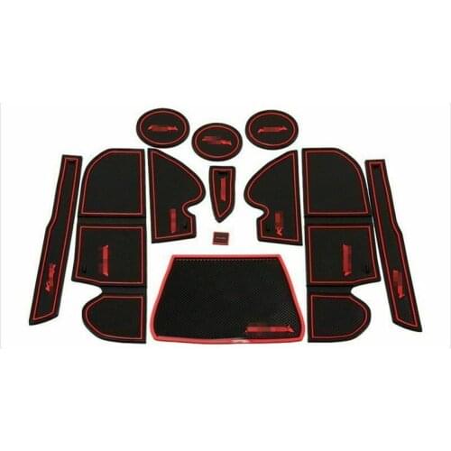 For Ford KUGA 2013-2015 Non-slip Interior Door Cup Holder Rubber Mats Red Line