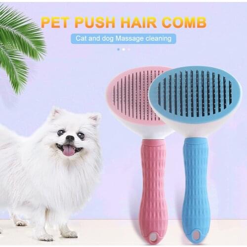 Pet Comb Automatic Hair Stripping Comb Self-Cleaning Flea Removal ABS Practical Brush for Home Cat Dogs Hair Trimmer