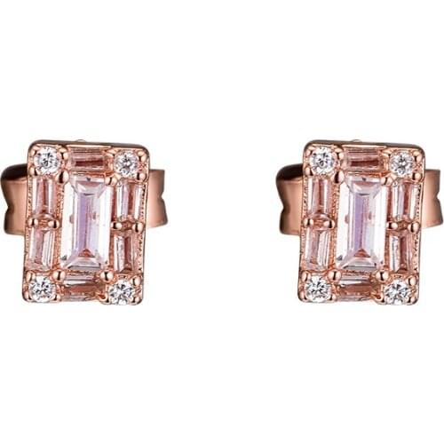 925 Sterling Silver Earrings Rose Gold Color Luminous Ice Earring Studs for Women Party Wedding Jewelry Gift brincos