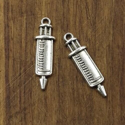 10pcs Charms syringe 30*8mm Tibetan Silver Plated Pendants Antique Jewelry Making DIY Handmade Craft