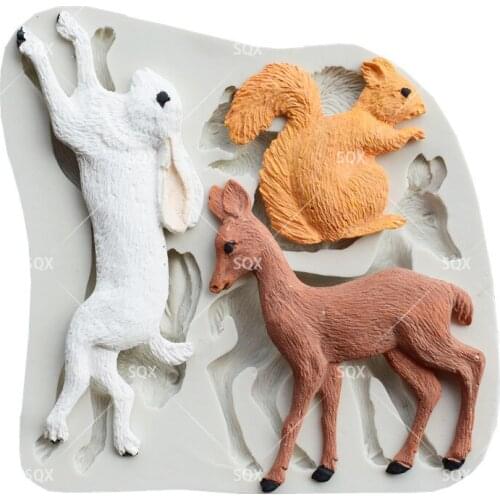Squirrel / Rabbit / Deer Shape Silicone Mold Fondant Sugar Silicone Cake Mold Moulds Fondant Cake Decorating Tools SQ1794