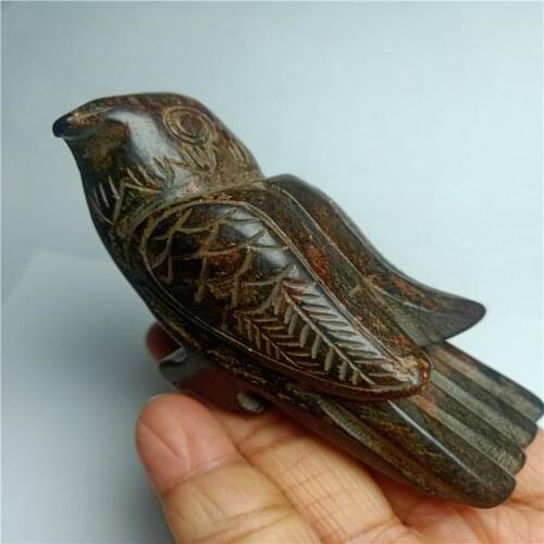 Tibet Hongshan Culture Natural Black Iron Meteorite Bird Statue Mascot Collection Pendant Decoration Gift Statues et Sculptures