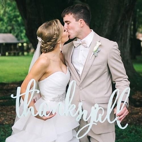 Calligraphy Style Thanks Sign for Wedding Photo Props for Bride & Groom Wedding Photography Signs