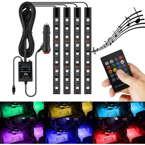 Led car atmosphere lights, no modification of the car foot lights, colorful sound control atmosphere lights