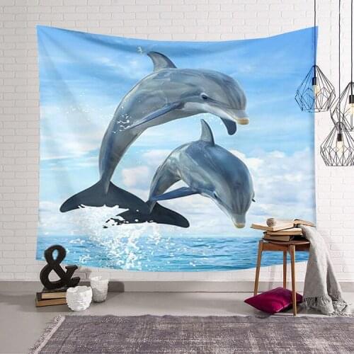 PLstar Cosmos Cute dolphin colorful animal Tapestry 3D Printing Tapestrying Rectangular Home Decor Wall Hanging New style-3