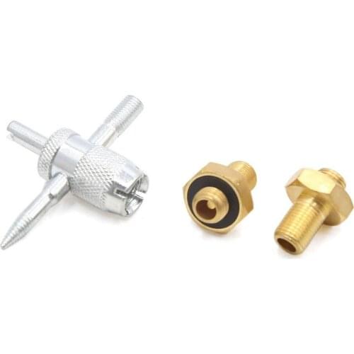 Uxcell 3 in 1 Silver Tone 4 Way Tire Valve Core Remover w Inflator Connector Adaptor for Car