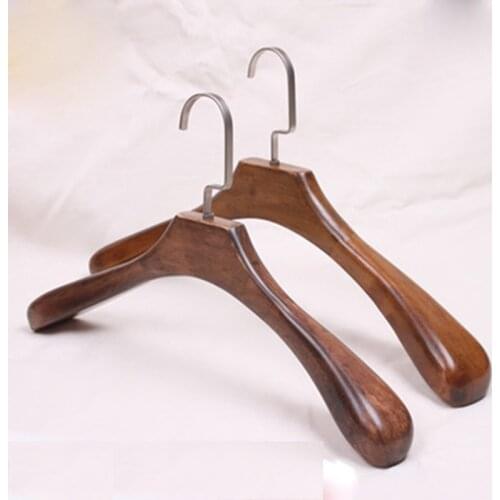 Free shipping 5 pcs/lot Quality Vintage Wooden Clothes Hangers Solid Wood Non-slip Coat Hanger Men and Wodmen Suit Hanging