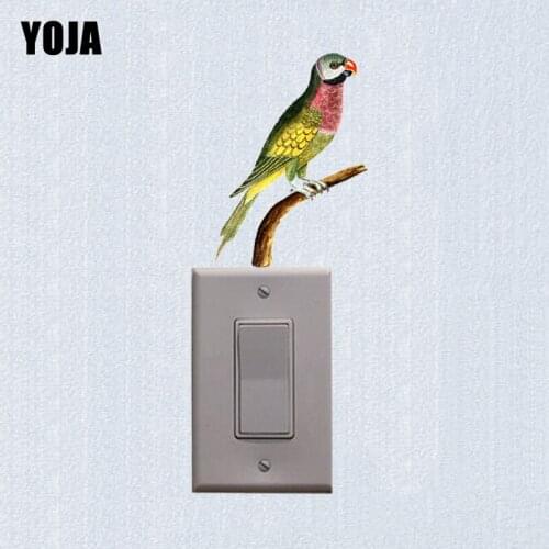 YOJA Cartoon Funny Parrot Branches Living Room Bedroom Wall Switch Sticker Personalized Decor 10SS0129